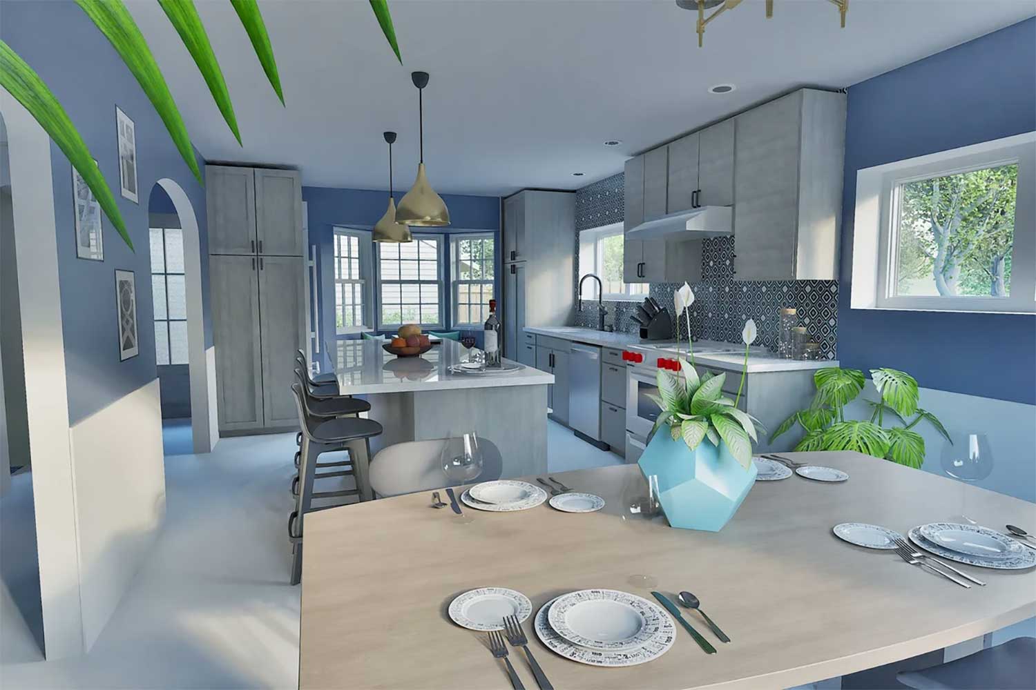 Lifetime Renovations remodeled kitchen mudroom and sunroom rendering